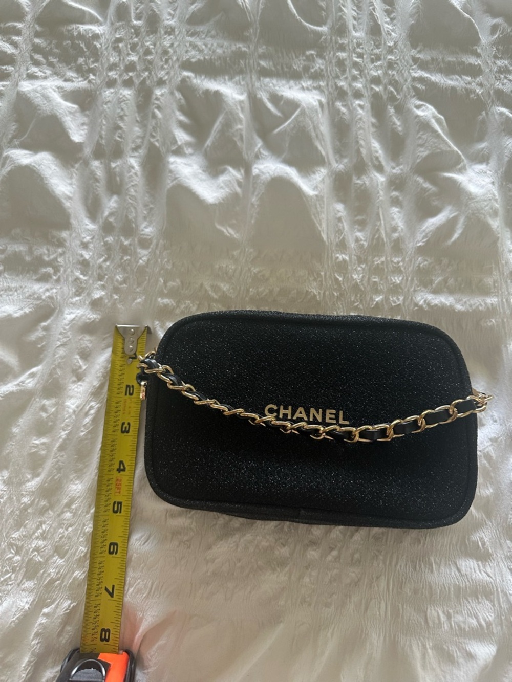Chanel Glittery Black Makeup Pouch/ Bag with Gold Accents - Picture 7 of 8